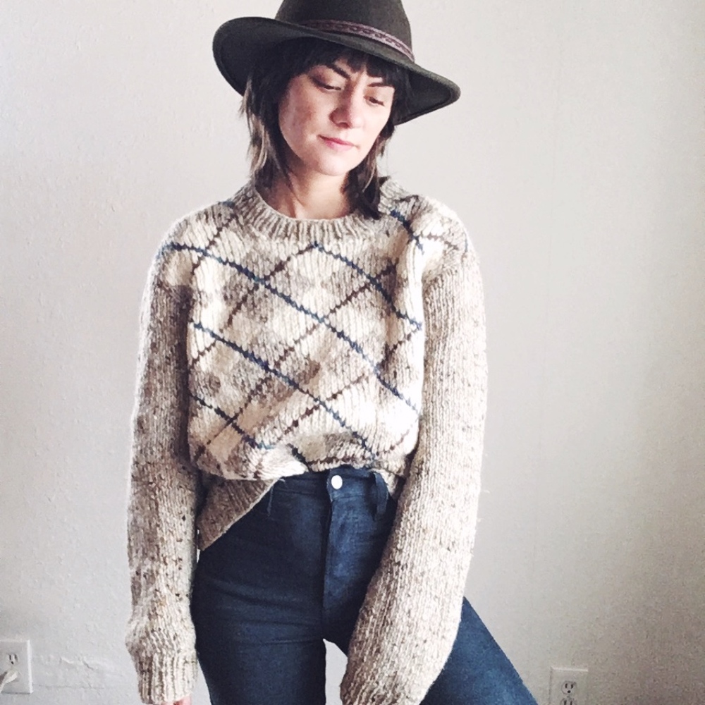 Vintage Irish wool argyle sweater